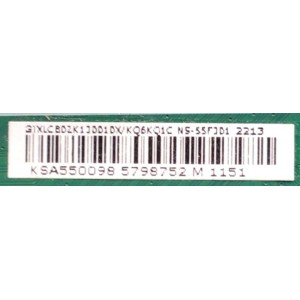 MAIN PARA TV INSIGNIA / NUMERO DE PARTE XLCB02K130 / 715GA715-M01-B00-005K / (G)XLCB02K130010X / PANEL TPT550WRQVN10.U REV:SB1F / DISPLAY T550QVN10.0 / MODELO NS-55F301NA22	